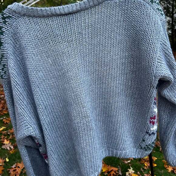 Vintage Croquet Club Boho Knit Cardigan Sweater Gray Patterned Sleeves Size M - Picture 7 of 7